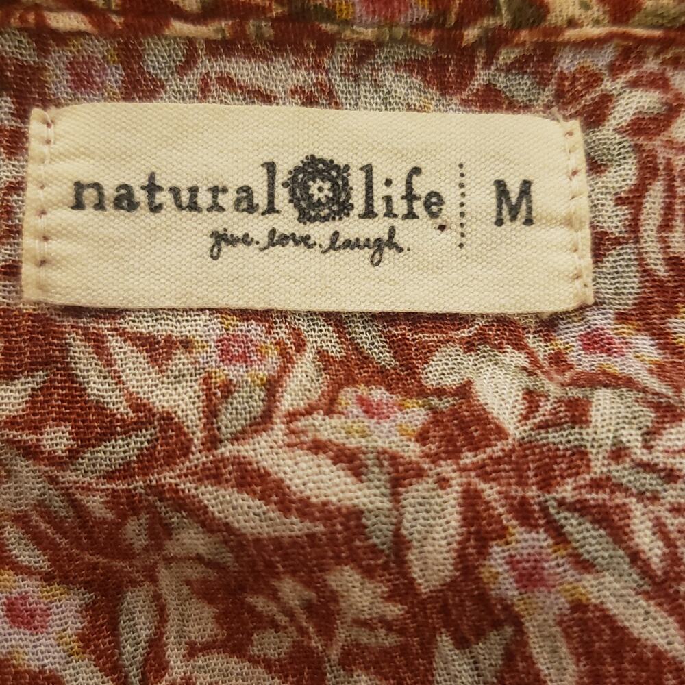 Natural Life Medium Midi Dress Multi Floral Tiered Boho Cottagecore Lagenlook - Picture 5 of 6